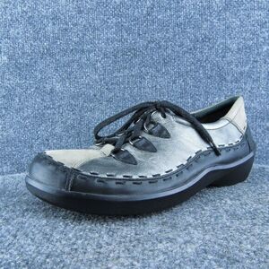 Ziera Shoes Women Sneaker Silver Leather Lace Up Size‎ 40.5 Wide